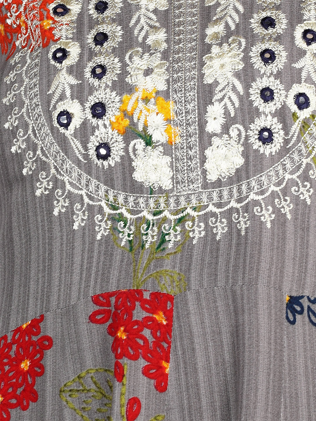 Bani Women Off-Shoulder Womens Floral Printed Dress Grey