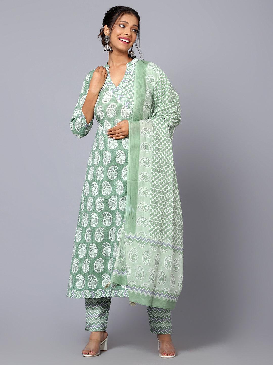 Bani Women Angrakha Printed Kurta Dupatta Set