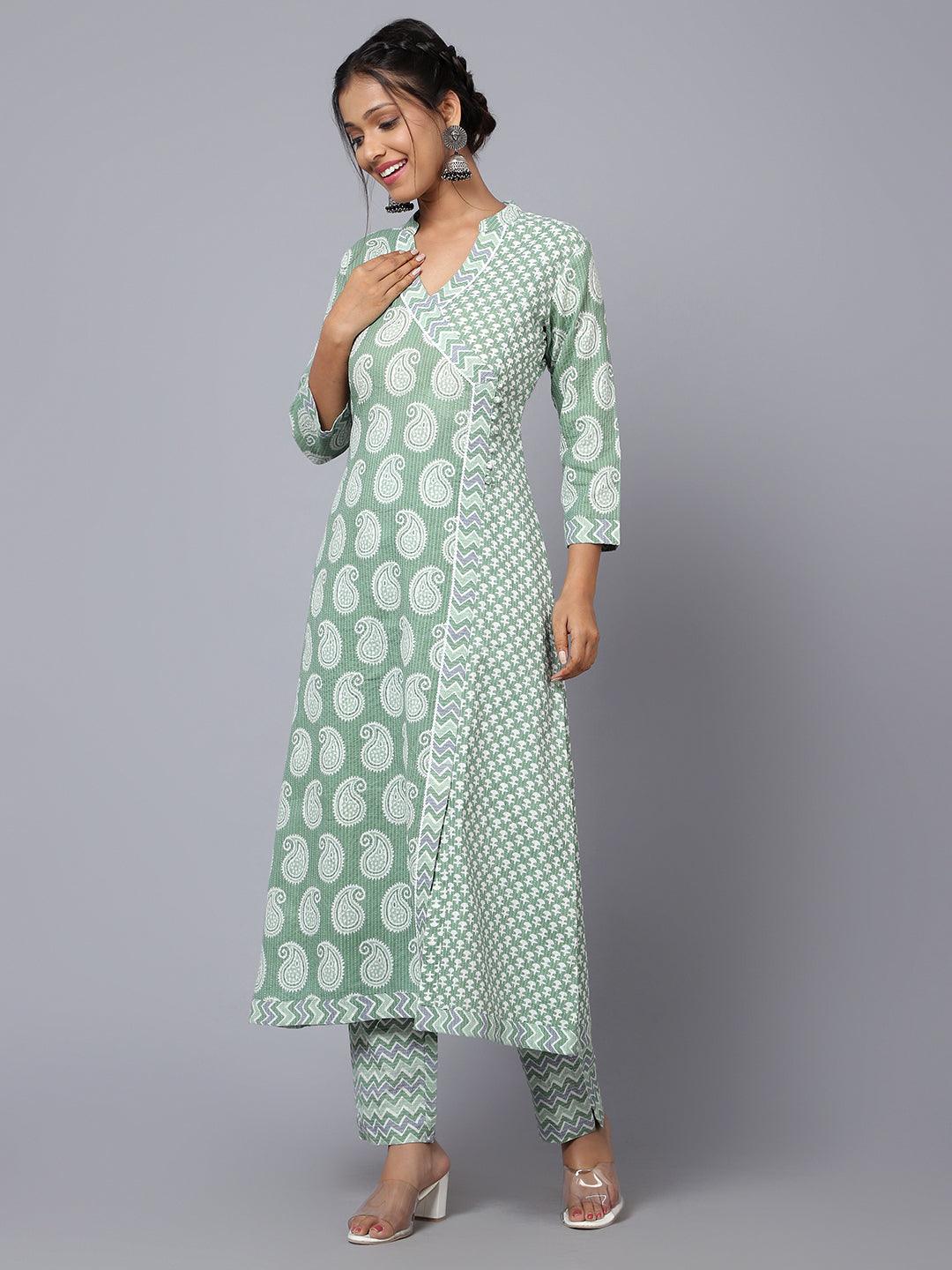 Bani Women Angrakha Printed Kurta Dupatta Set