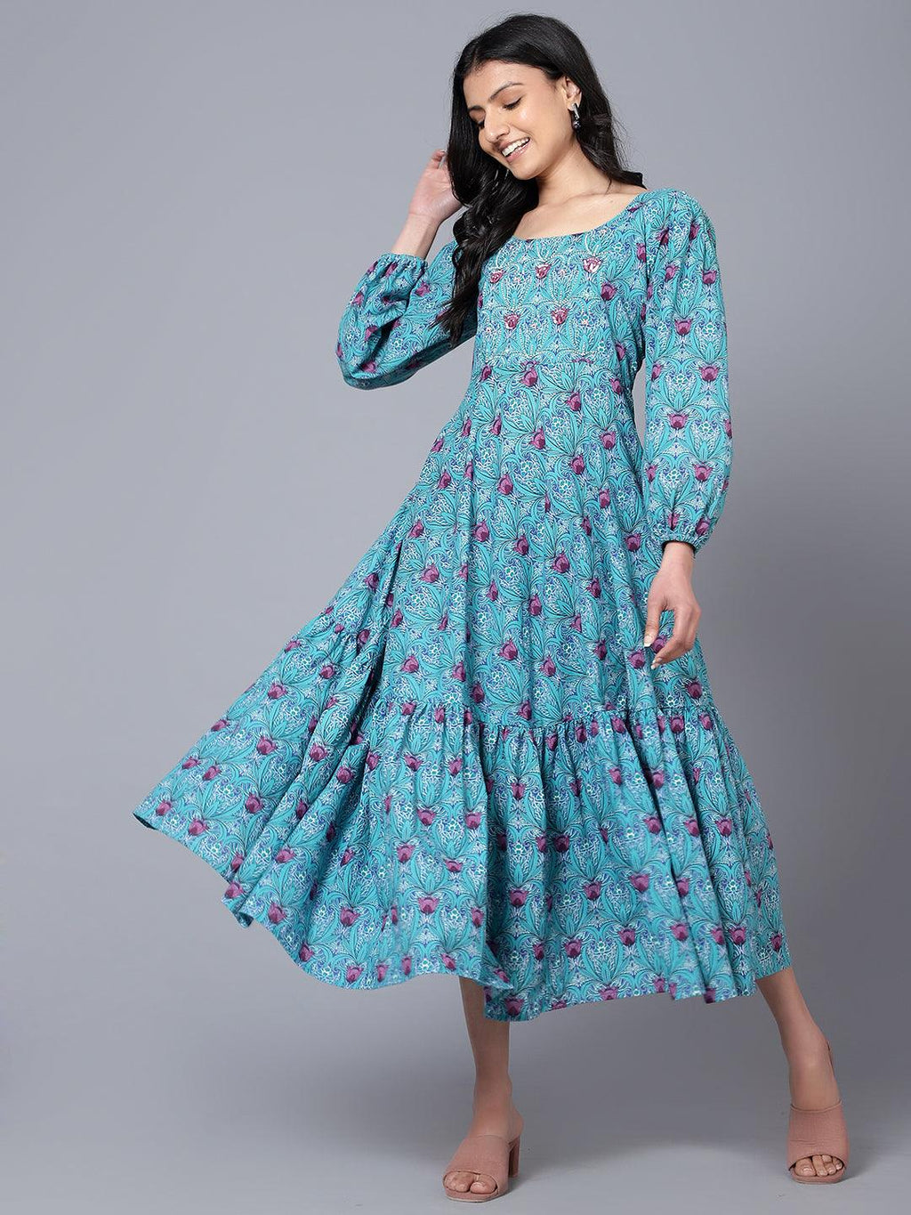Bani Women Womens Cotton Printed MIDI Dress