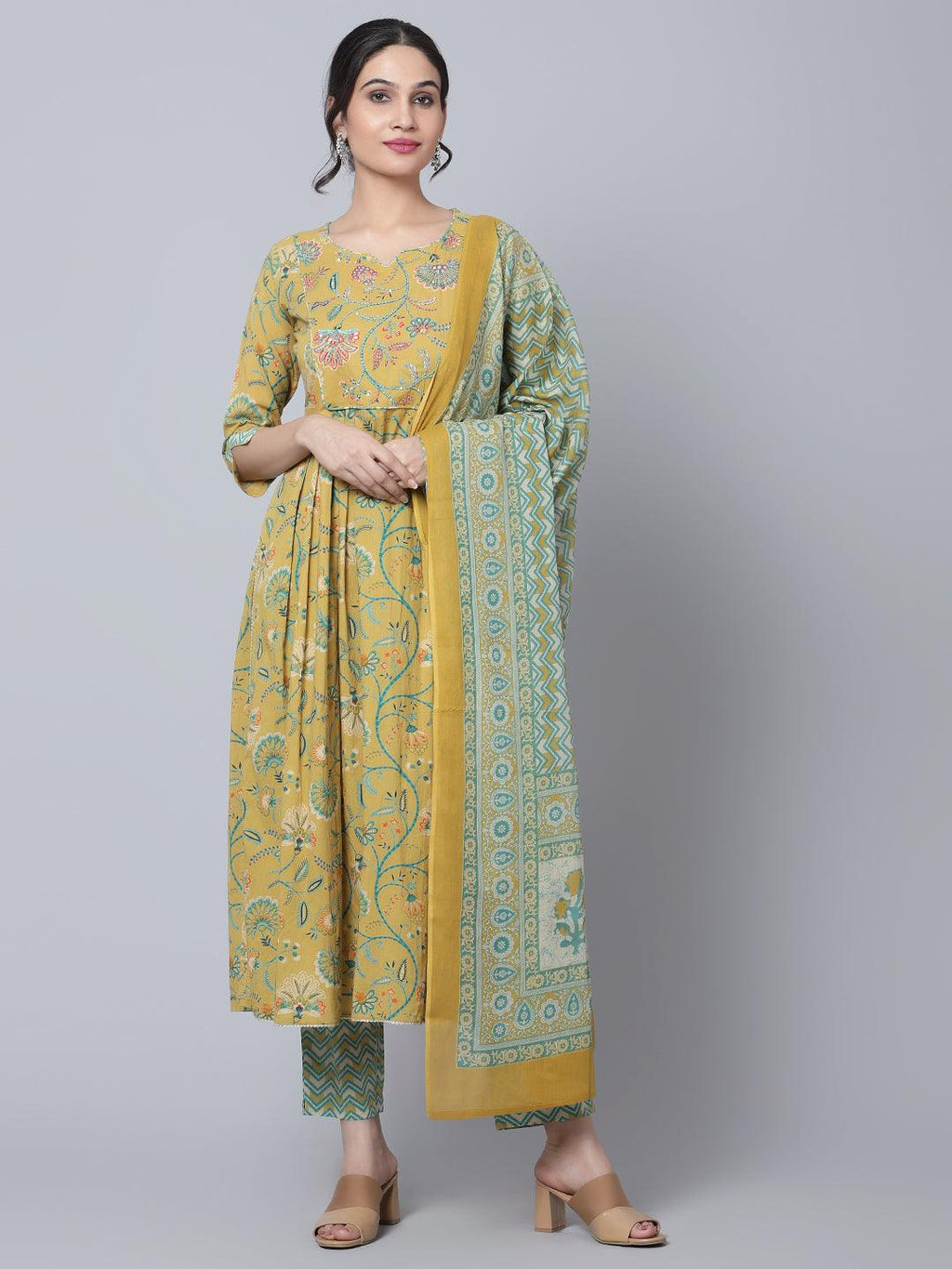 Shades of Green Nyra Cut Kurta Dupatta Suits Set
