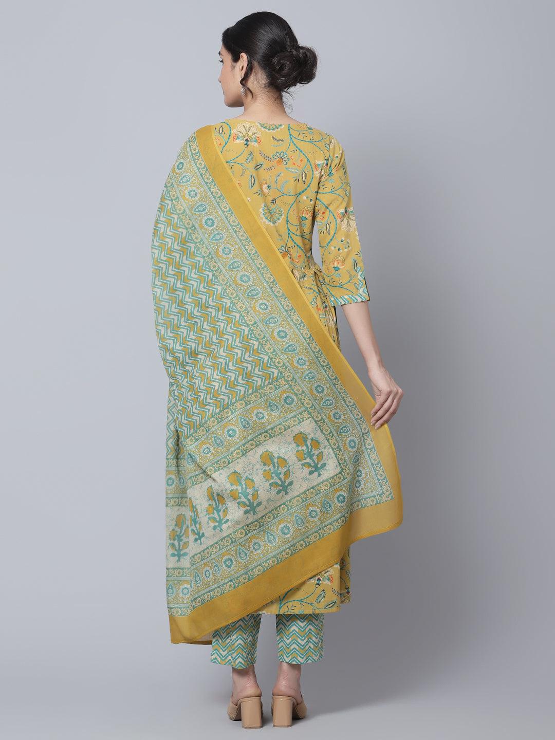 Shades of Green Nyra Cut Kurta Dupatta Suits Set