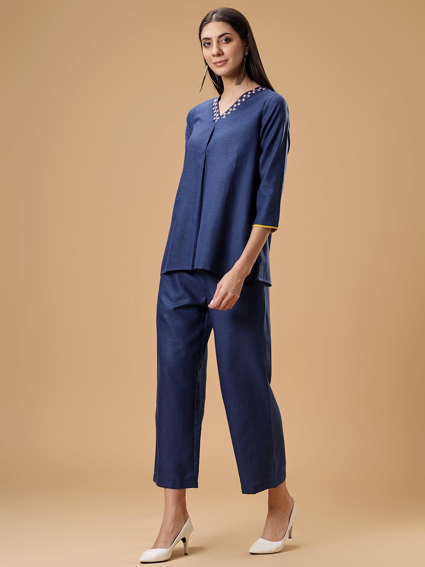 Bani V Neck Tunic With Trouser Co-Ords Set