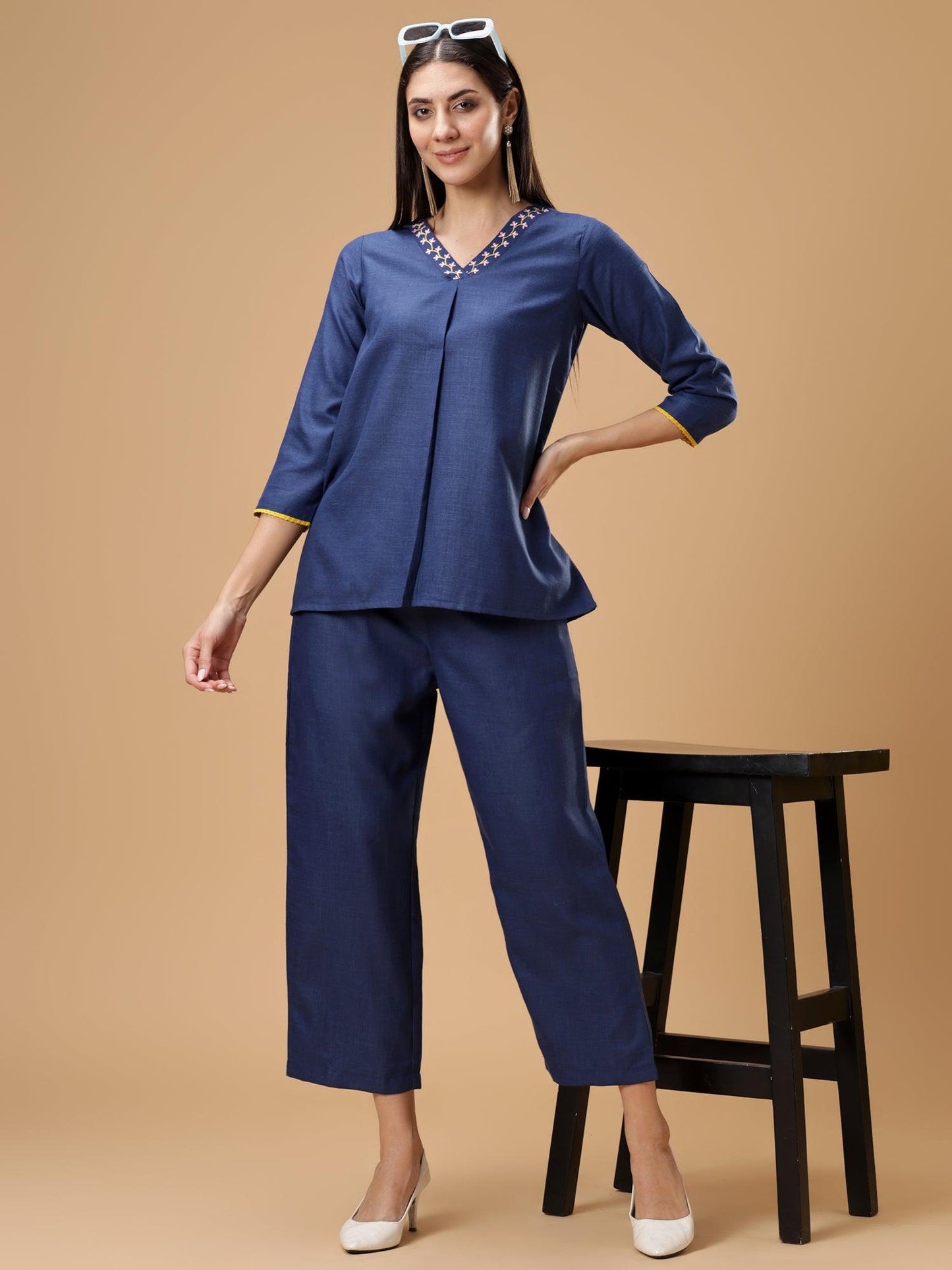 Bani V Neck Tunic With Trouser Co-Ords Set