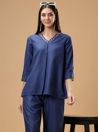 Bani V Neck Tunic With Trouser Co-Ords Set