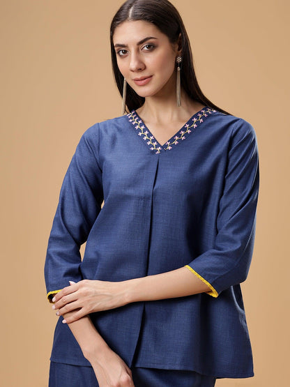 Bani V Neck Tunic With Trouser Co-Ords Set