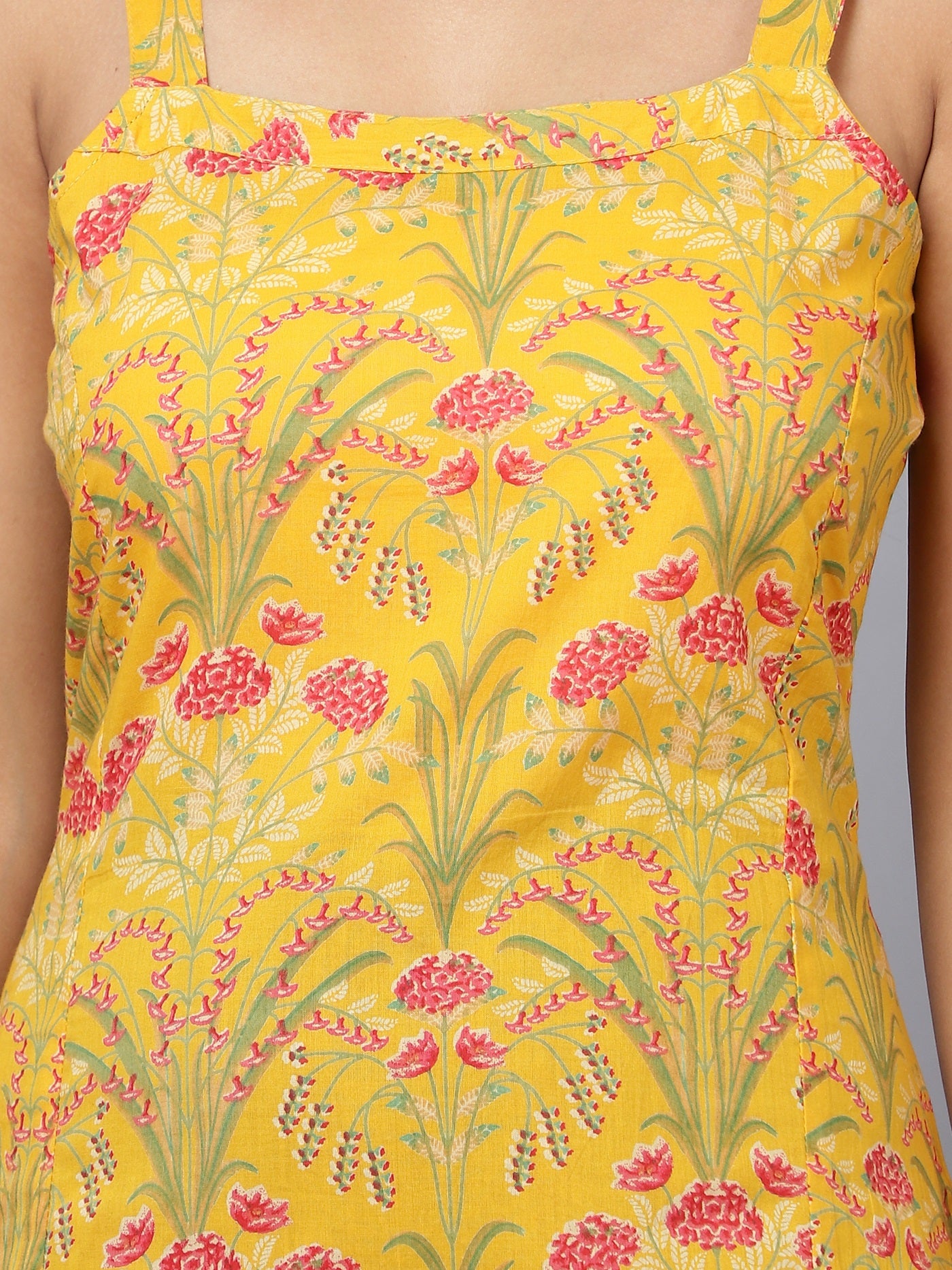 Bani Women Womens Printed Cut Sleeve Kurti with Adjuster Yellow