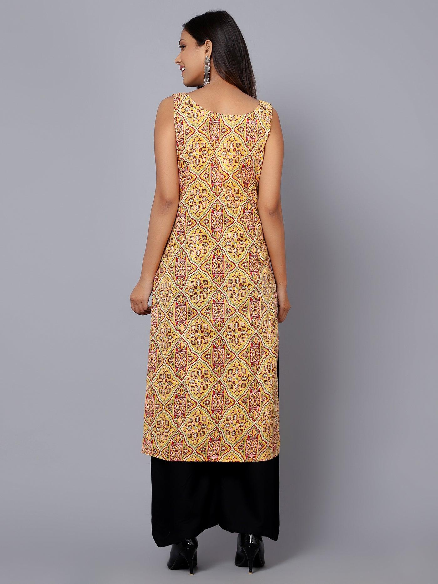 Bani Women Sleeveless Printed Kurti