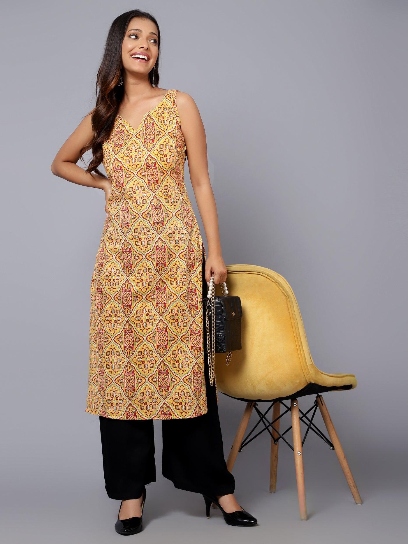 Bani Women Sleeveless Printed Kurti