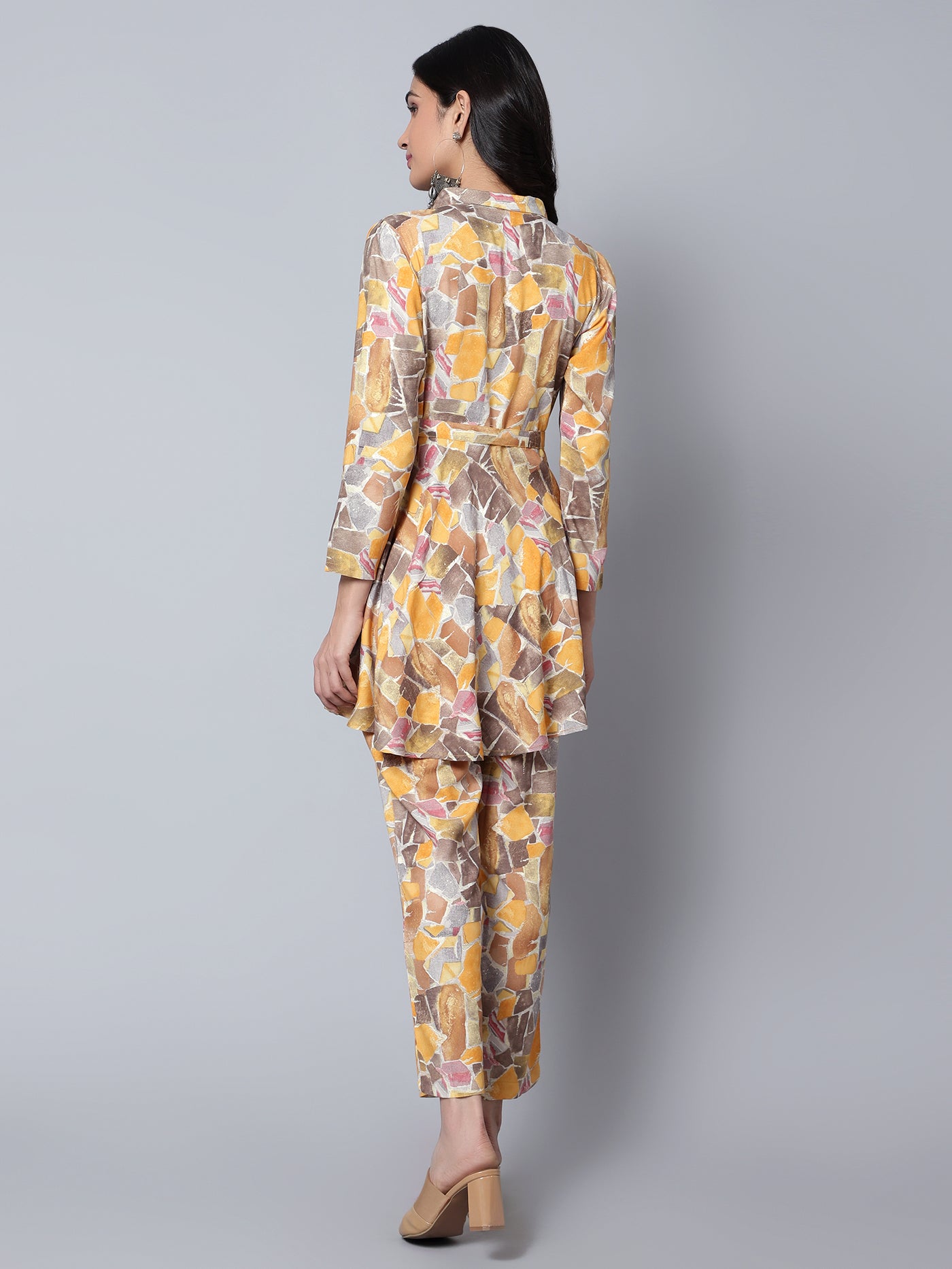 Tie Top Printed Co-Ord Set Yellow