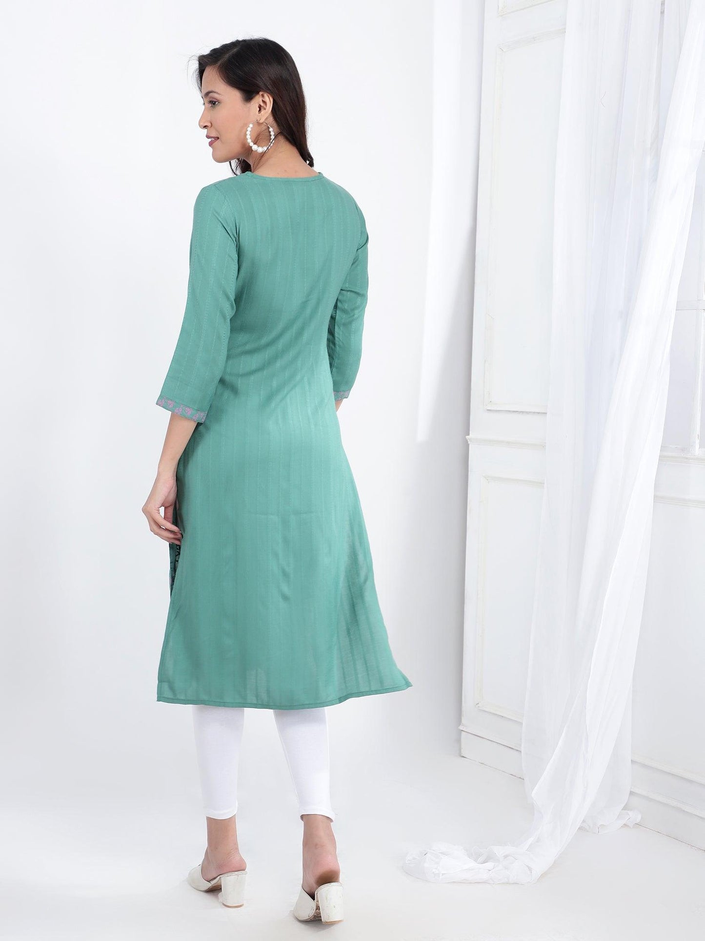 Hand Block Liva Geometric Kurti