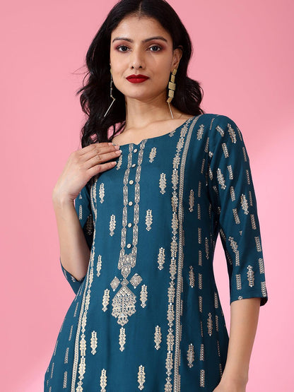 Bani Women Ethnic Motifs Printed Liva Kurta with Trousers & Dupatta