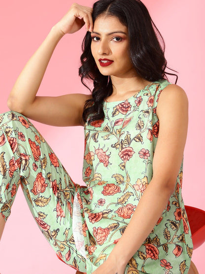 Women Printed Co-Ord Set Green