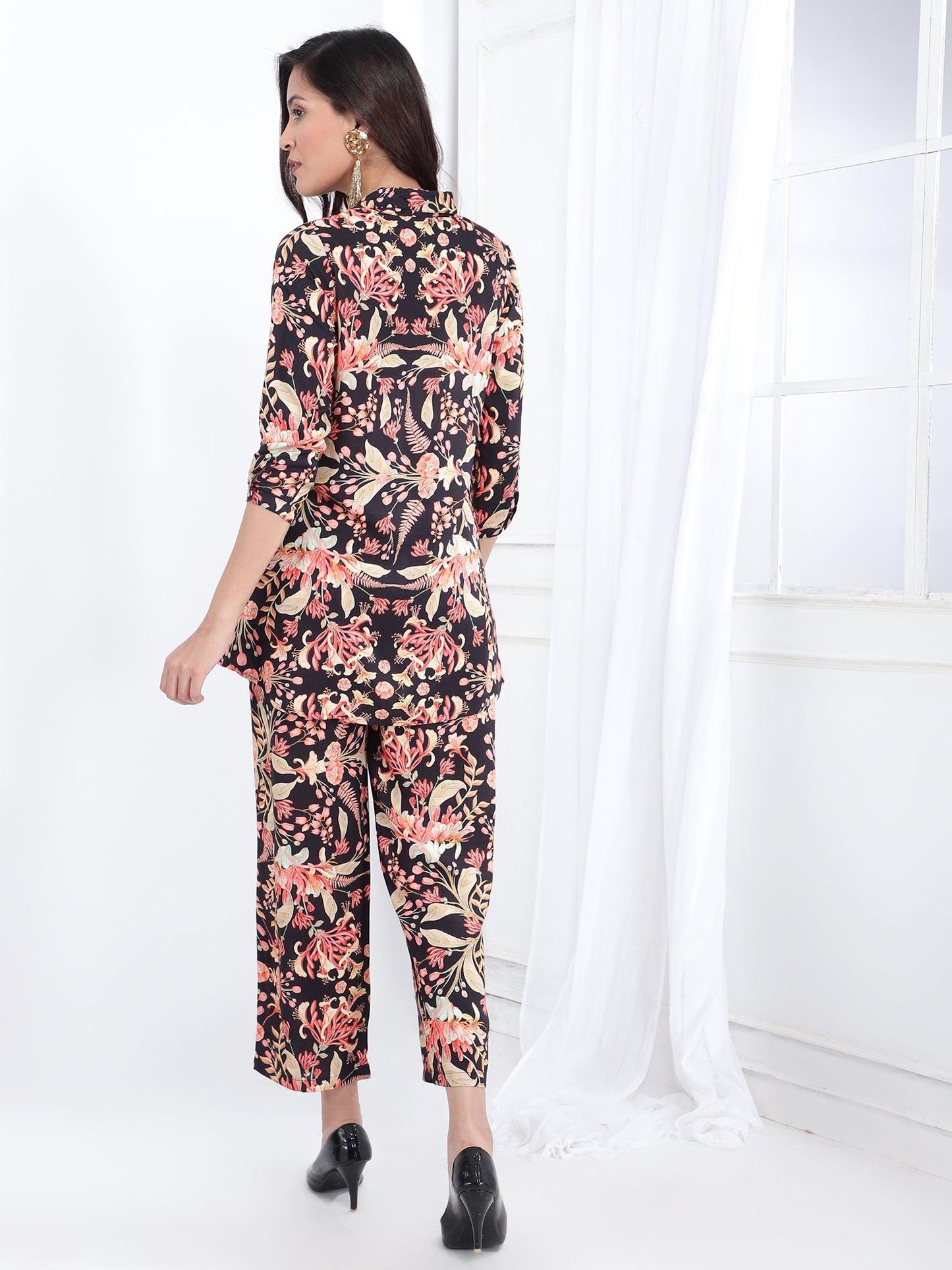 Women Printed Co-Ord Set Black