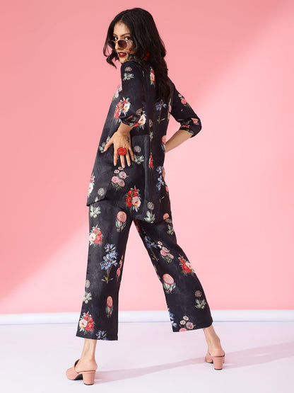 Women Printed Co-Ord Set Black