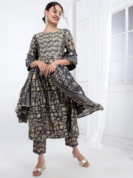 Chanderi Ethnic Kurta Dupatta Set