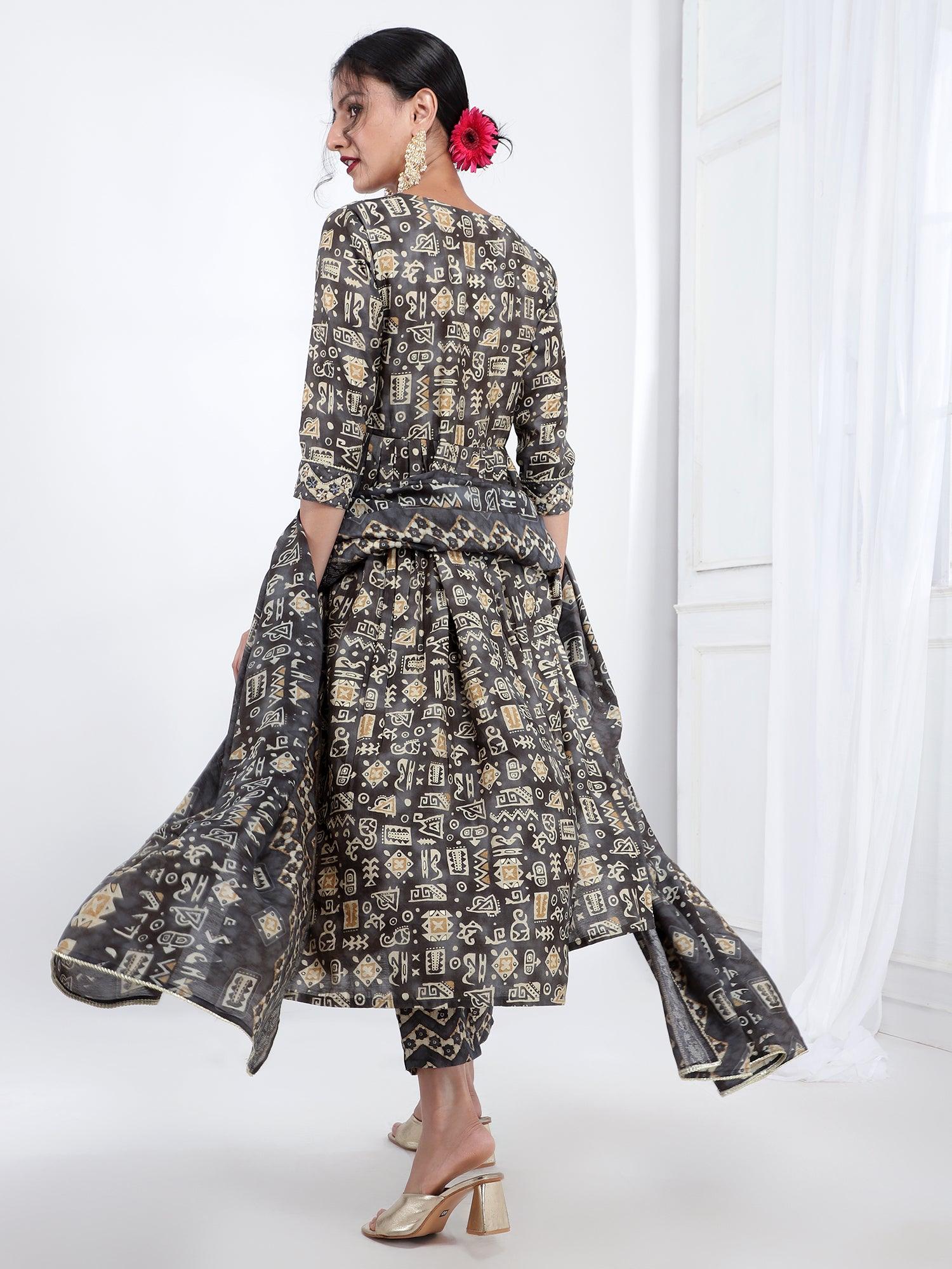 Chanderi Ethnic Kurta Dupatta Set