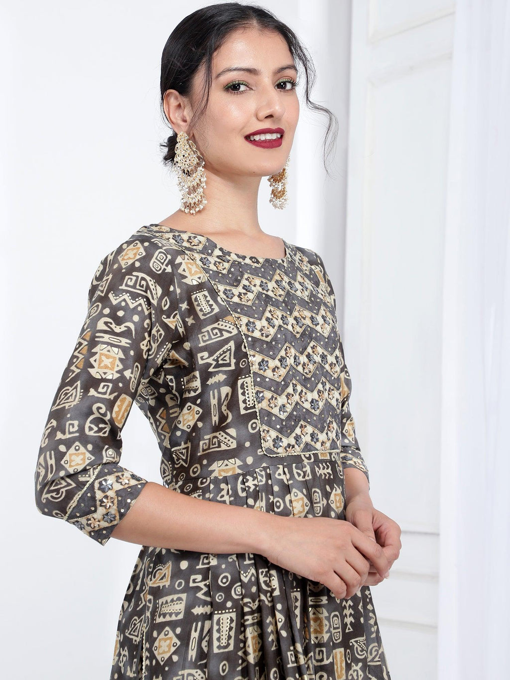 Chanderi Ethnic Kurta Dupatta Set