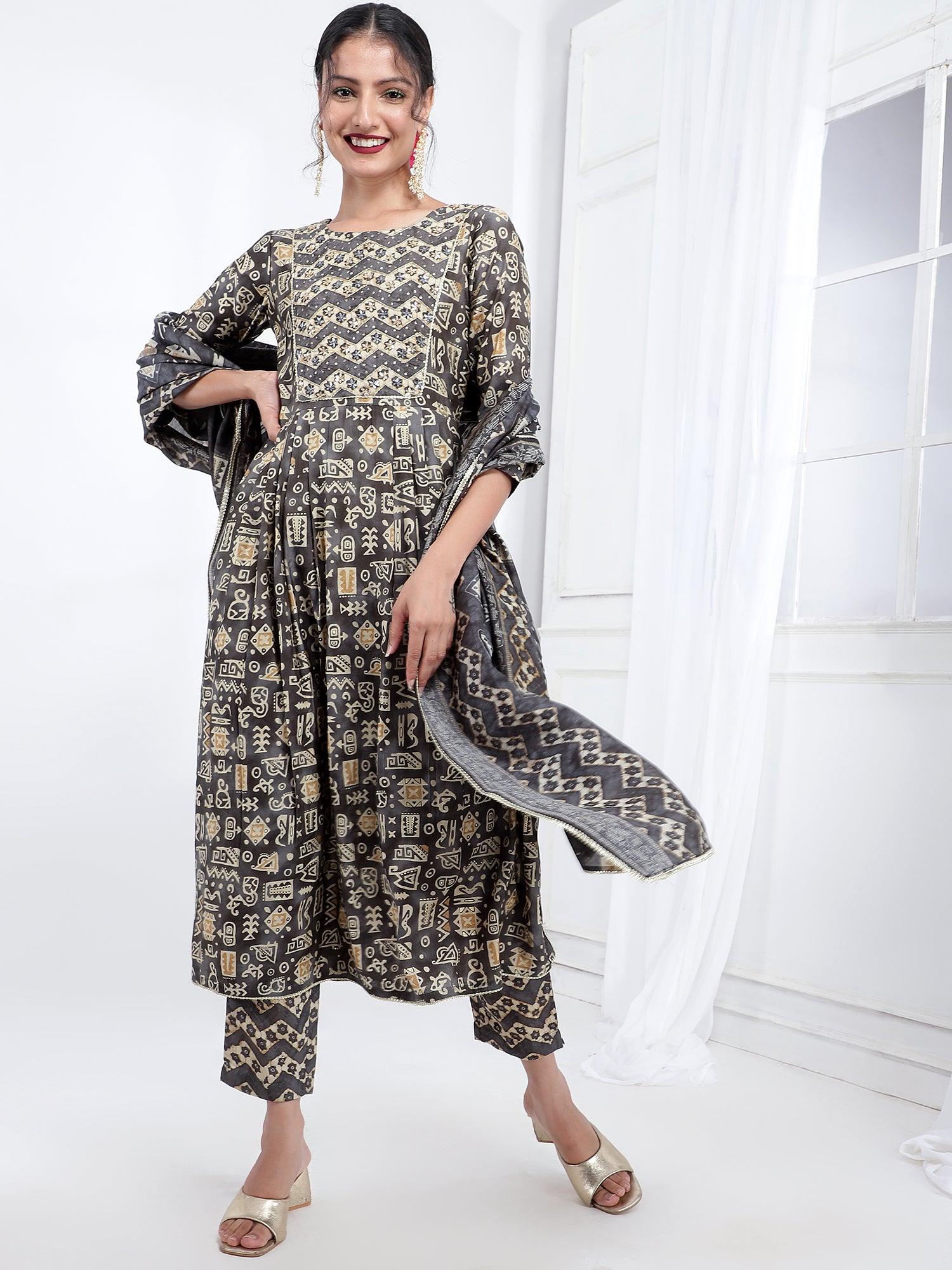 Chanderi Ethnic Kurta Dupatta Set