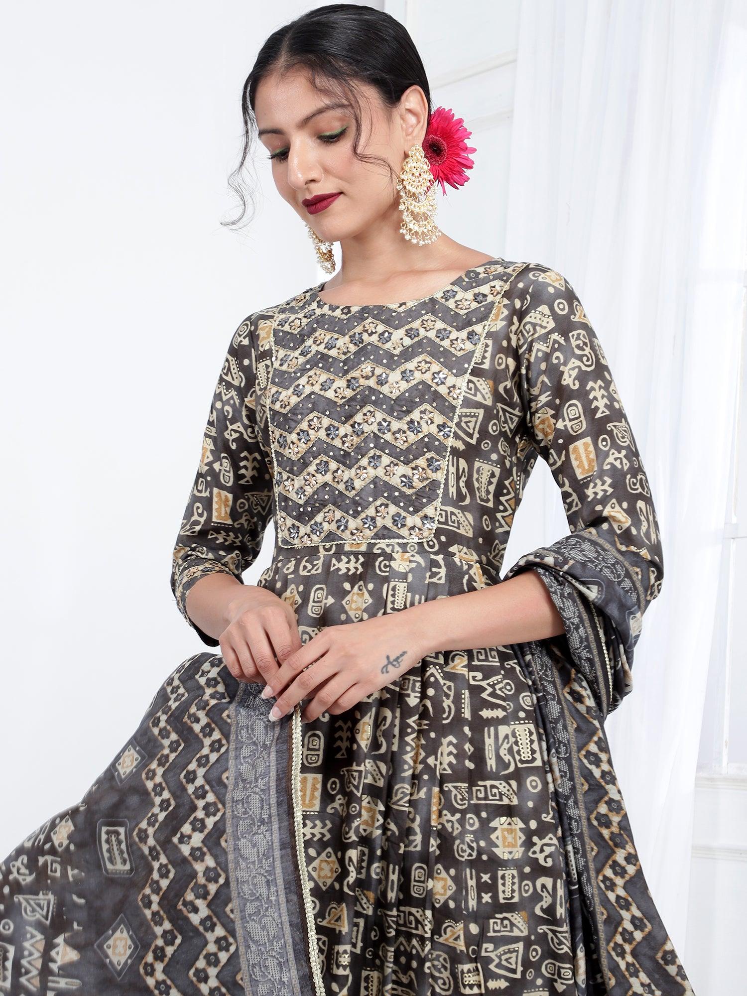 Chanderi Ethnic Kurta Dupatta Set