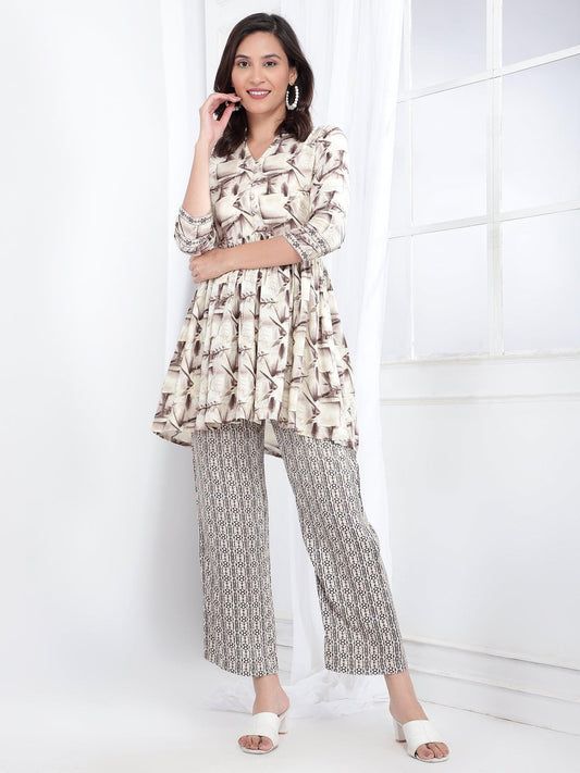 Printed Womens Co-Ord Set Tunic with Trouser