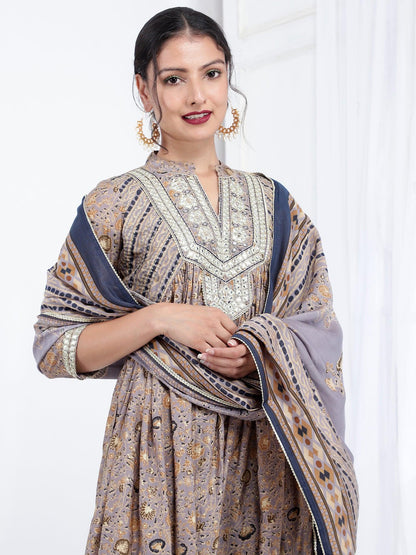 Silk Blend Ethnic Kurta Dupatta Set