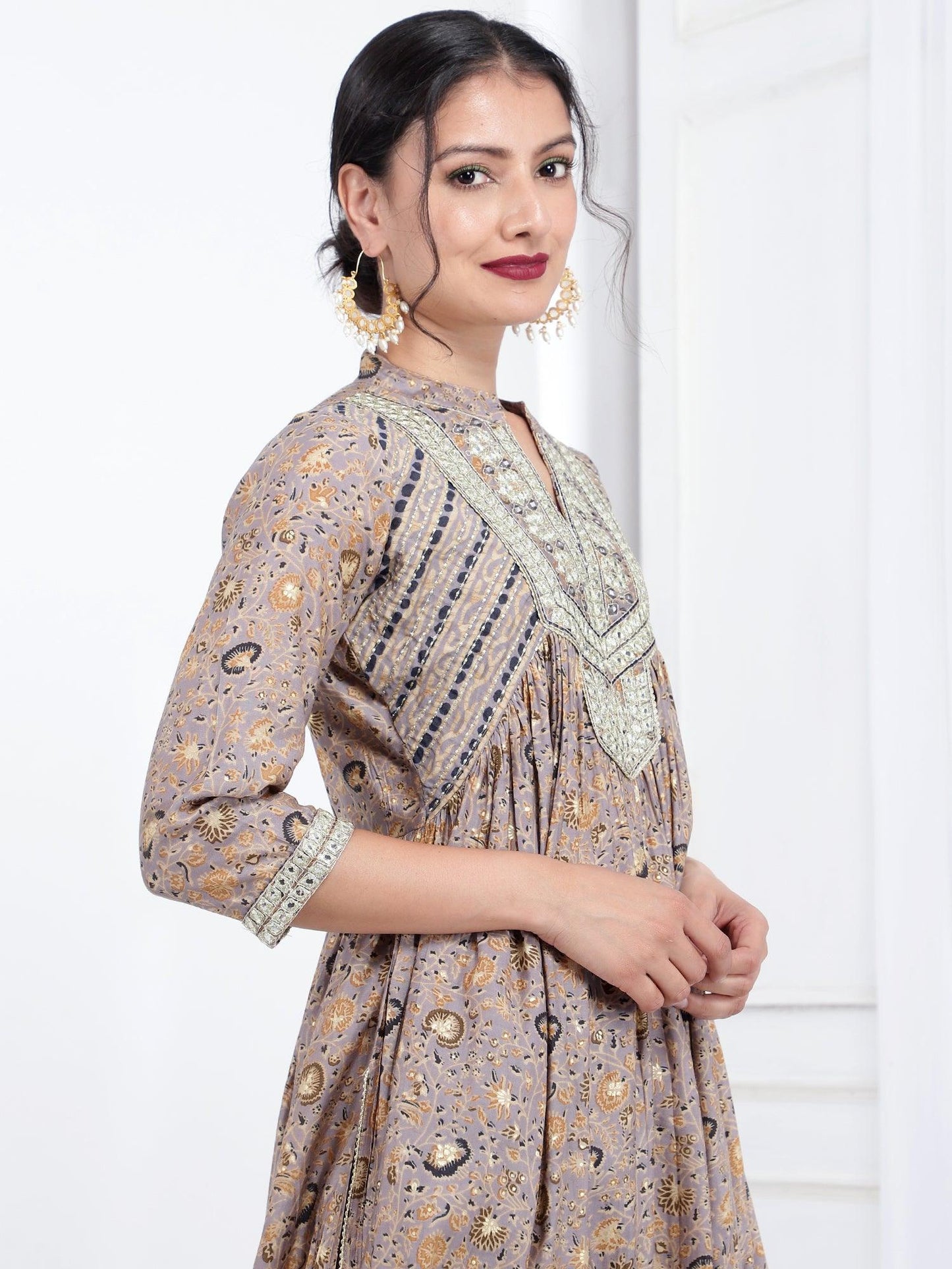 Silk Blend Ethnic Kurta Dupatta Set