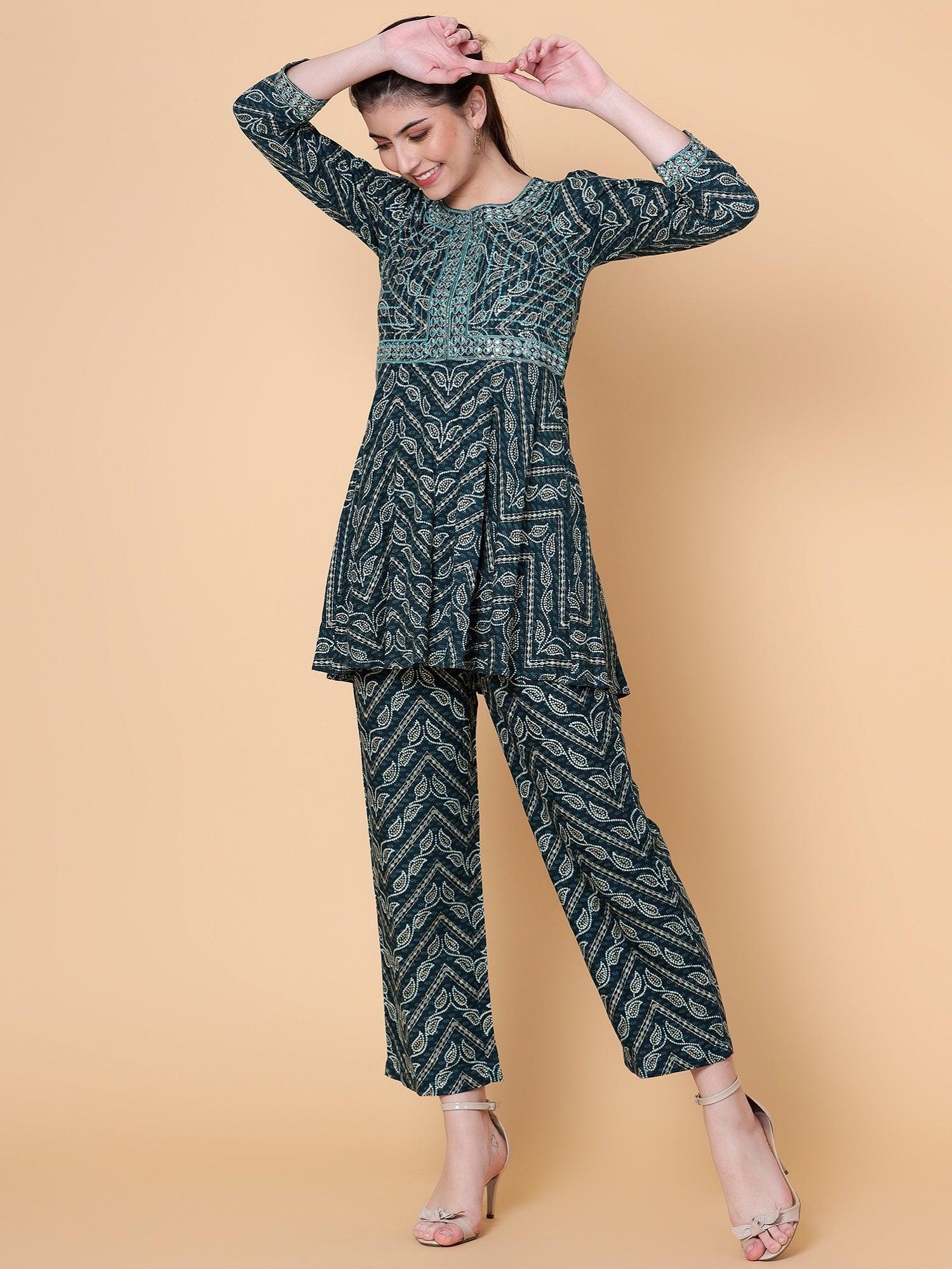 Blue Silk Blend Co-Ord Set