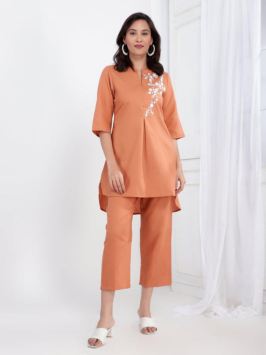 Innayat Peach Women Co-Ord Set