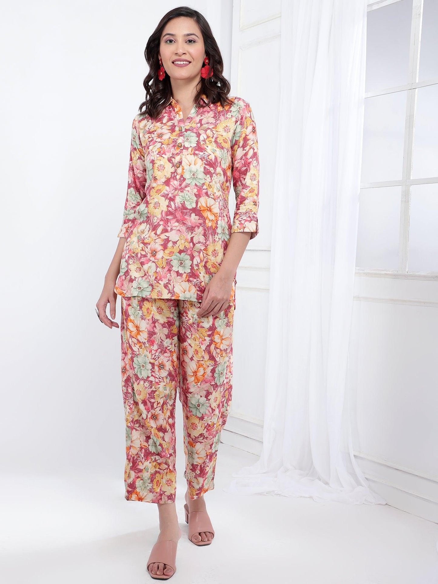 Gulnaz Printed Women Liva Co-Ord Set