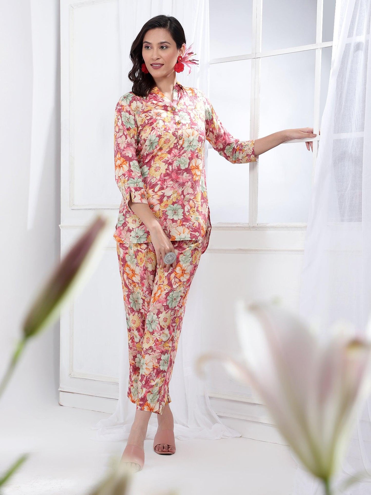 Gulnaz Printed Women Liva Co-Ord Set