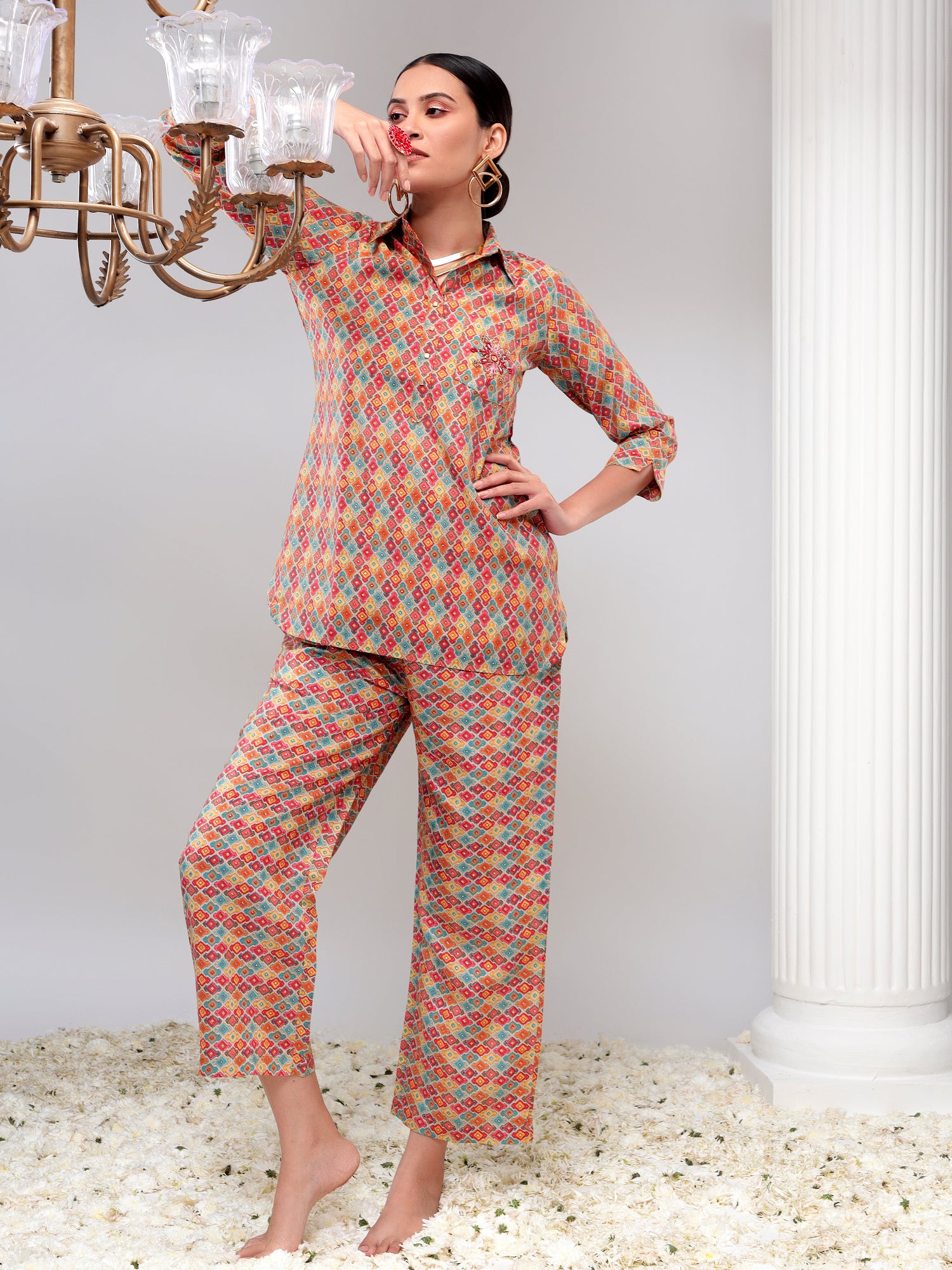 Bani Women Motif Printed Women Co-Ord Set/Suit Set/Two Piece Dress