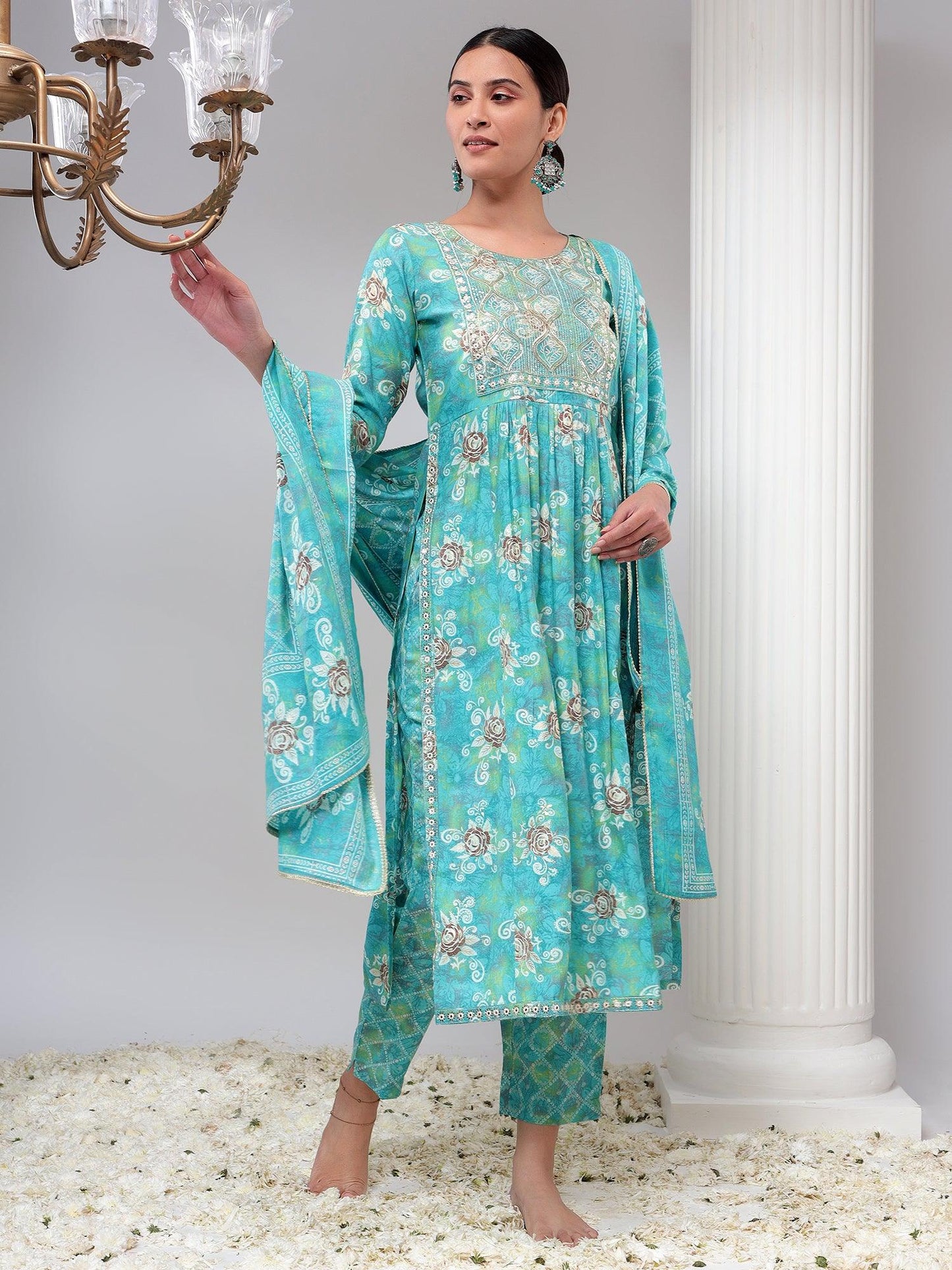 Embellished Womens Kurta Set with Dupatta