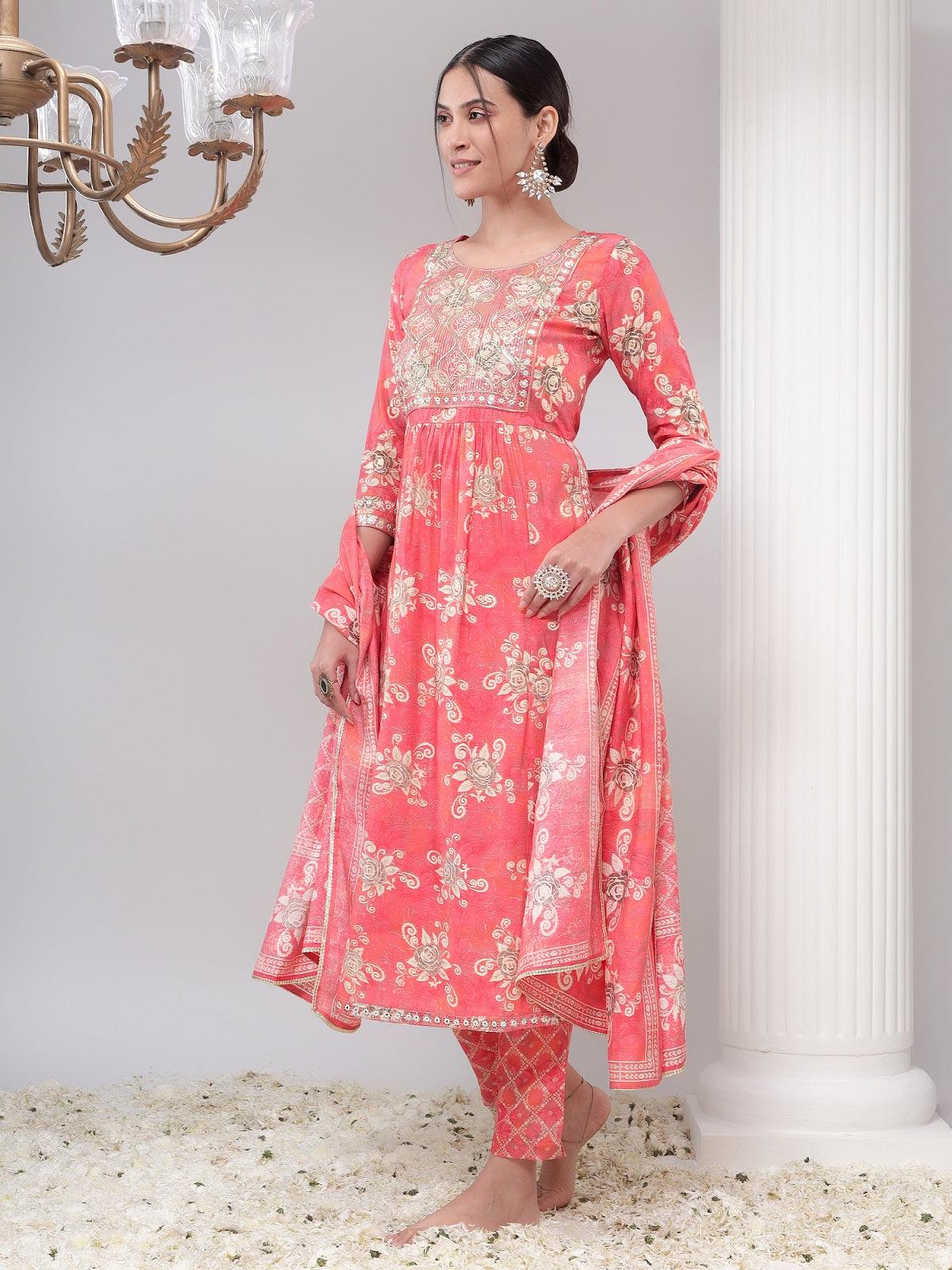 Embellished Womens Kurta Set with Dupatta