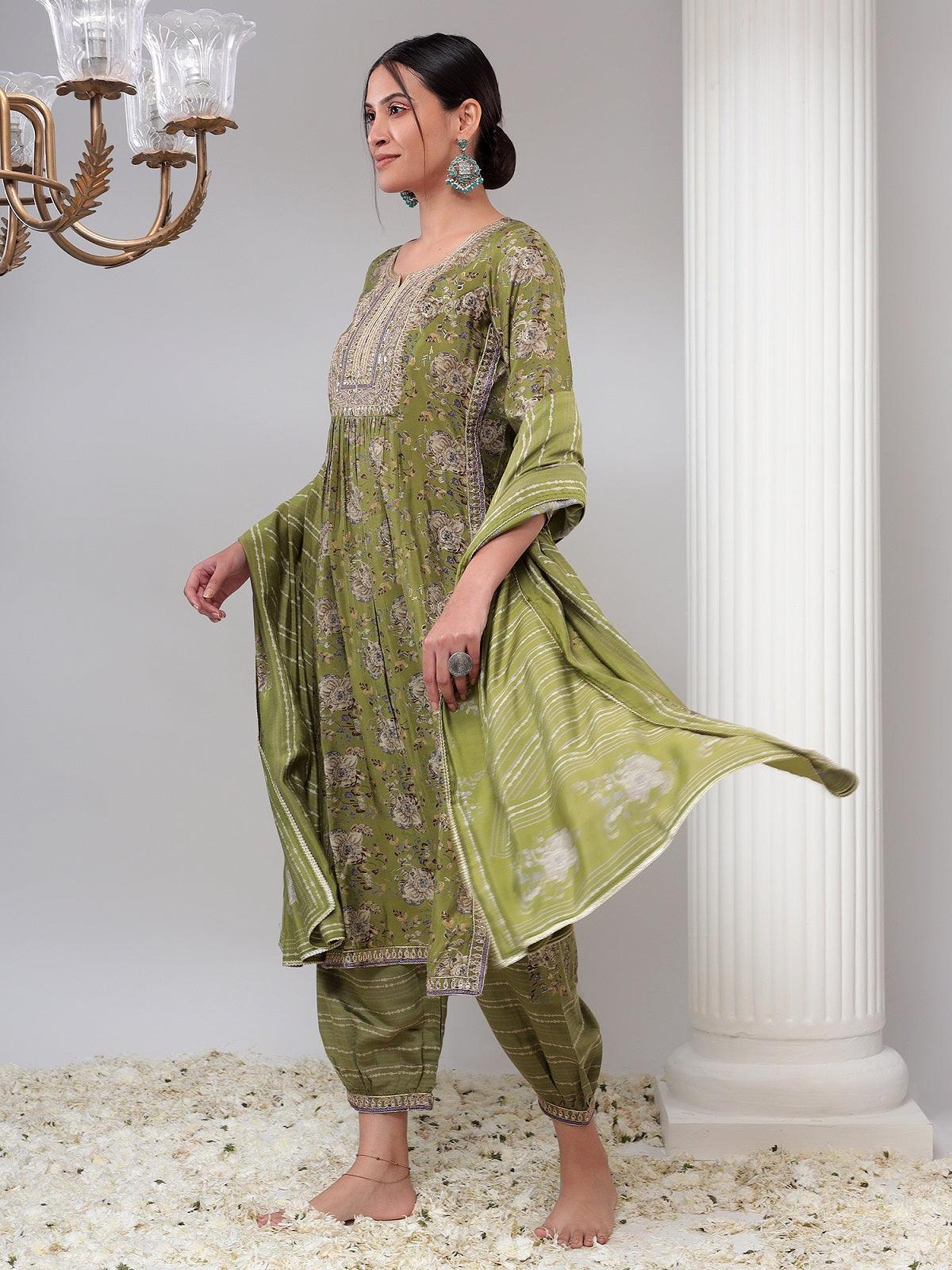 Embellished Womens Kurta Set with Dupatta