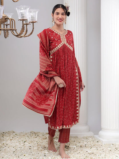 Embellished Nyra Cut Kurta Set with Dupatta