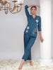 Noor Teal Blue Embroidered Co-ord Set