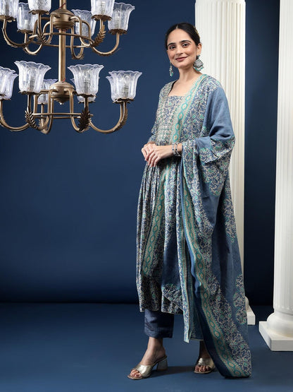 Chanderi Silk Printed Kurta Dupatta Set