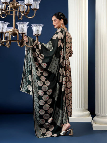 Ethnic Motifs Printed Pleated Gotta Patti Kurta with Trousers & Dupatta