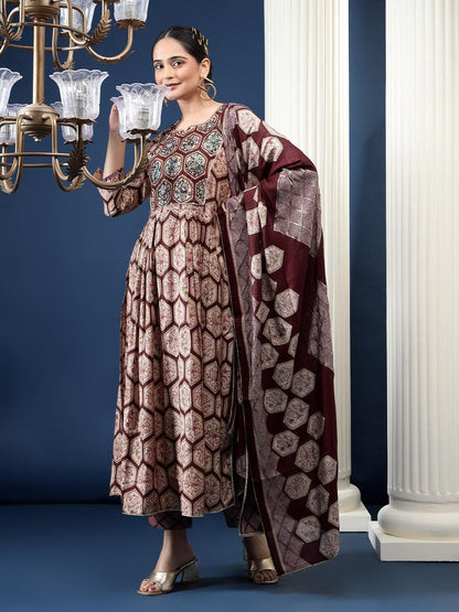 Chanderi Silk Printed Kurta Dupatta Set