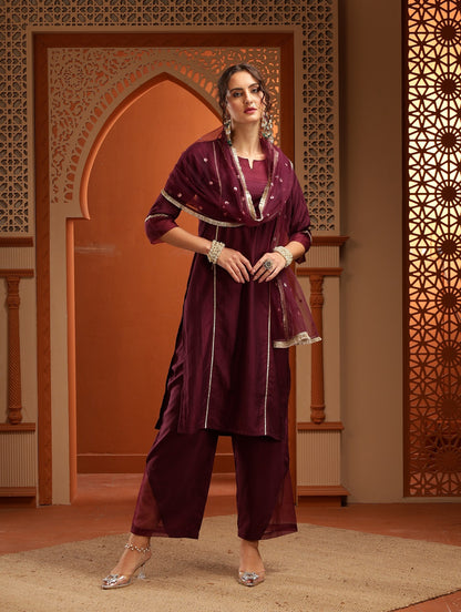 Afsana Purple Muslin Kurta Set