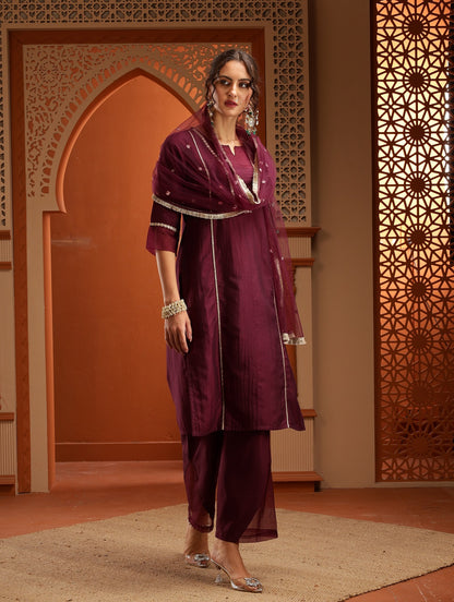 Afsana Purple Muslin Kurta Set