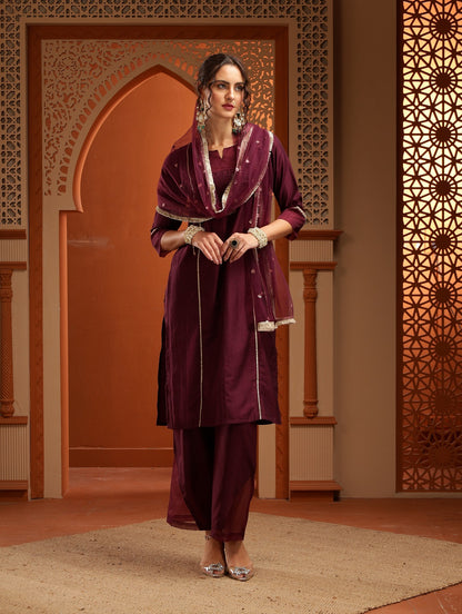 Afsana Purple Muslin Kurta Set