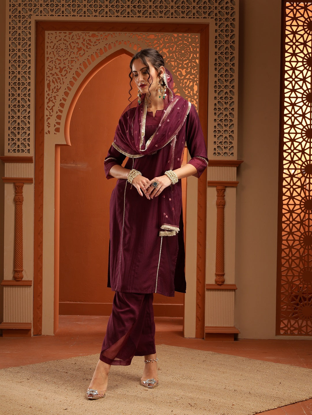 Afsana Purple Muslin Kurta Set