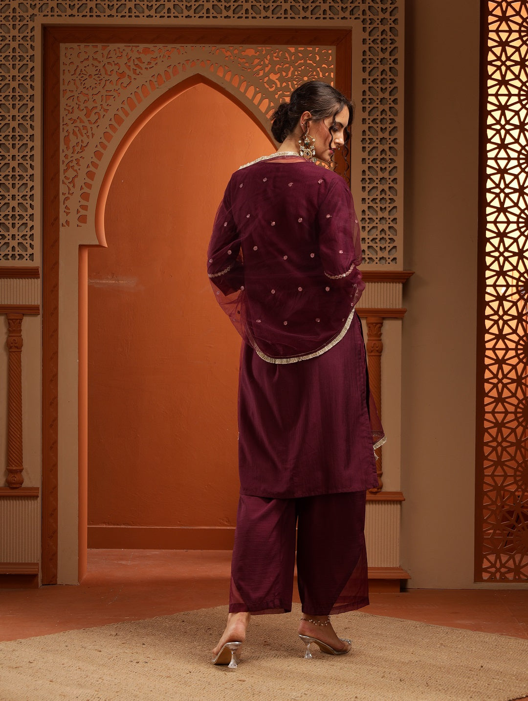 Afsana Purple Muslin Kurta Set