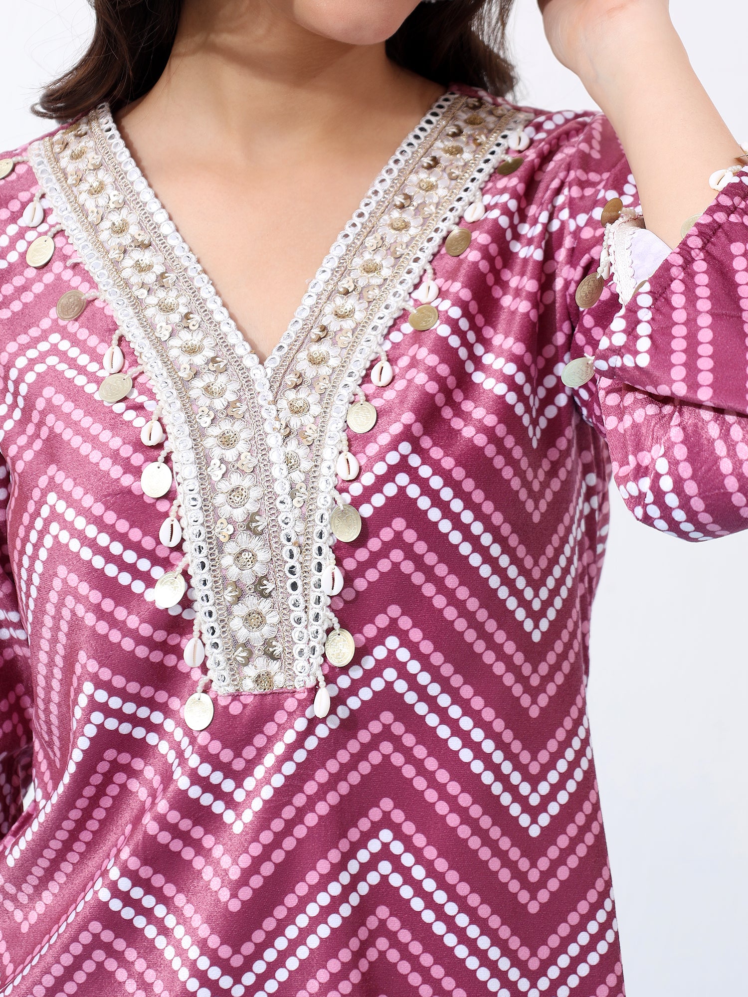 Velvet Ethnic Motifs Printed Co-Ord Set