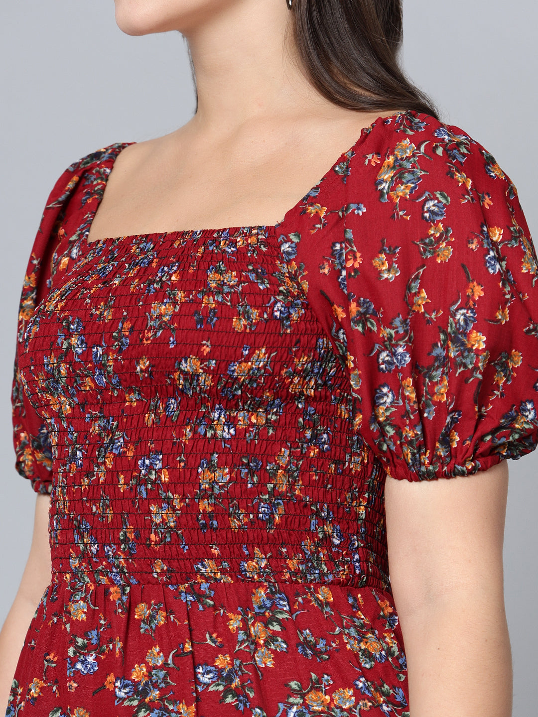 Bani Women Off-Shoulder Womens Floral Printed Dress Red