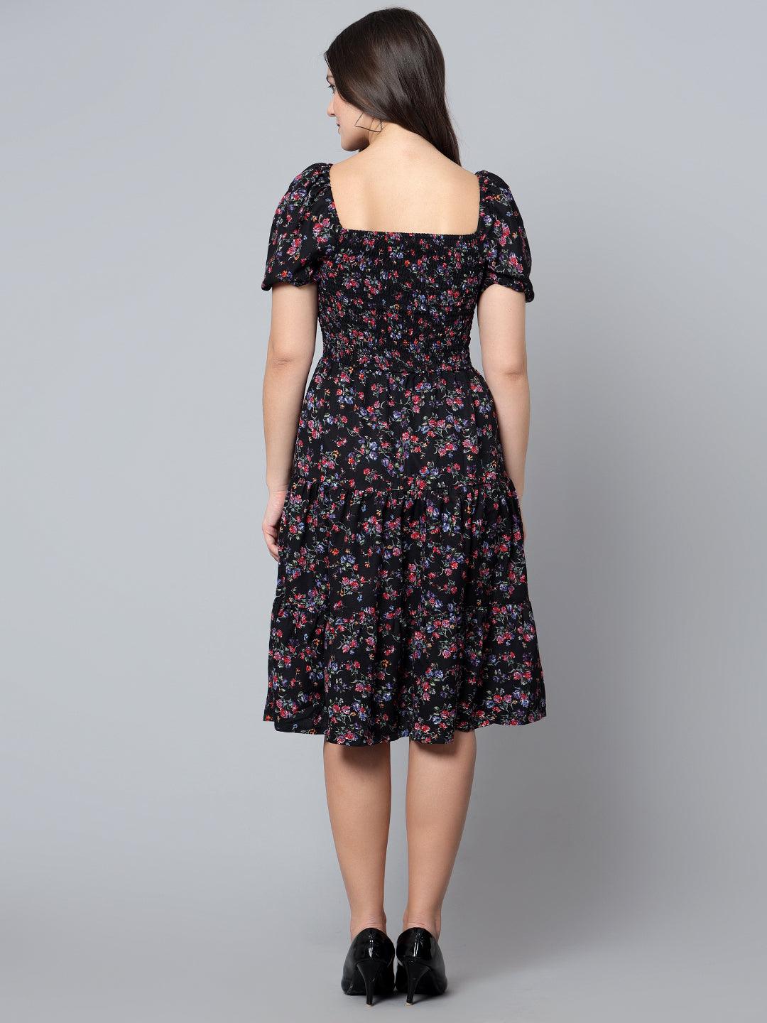 Bani Women Off-Shoulder Womens Floral Printed Dress Blue