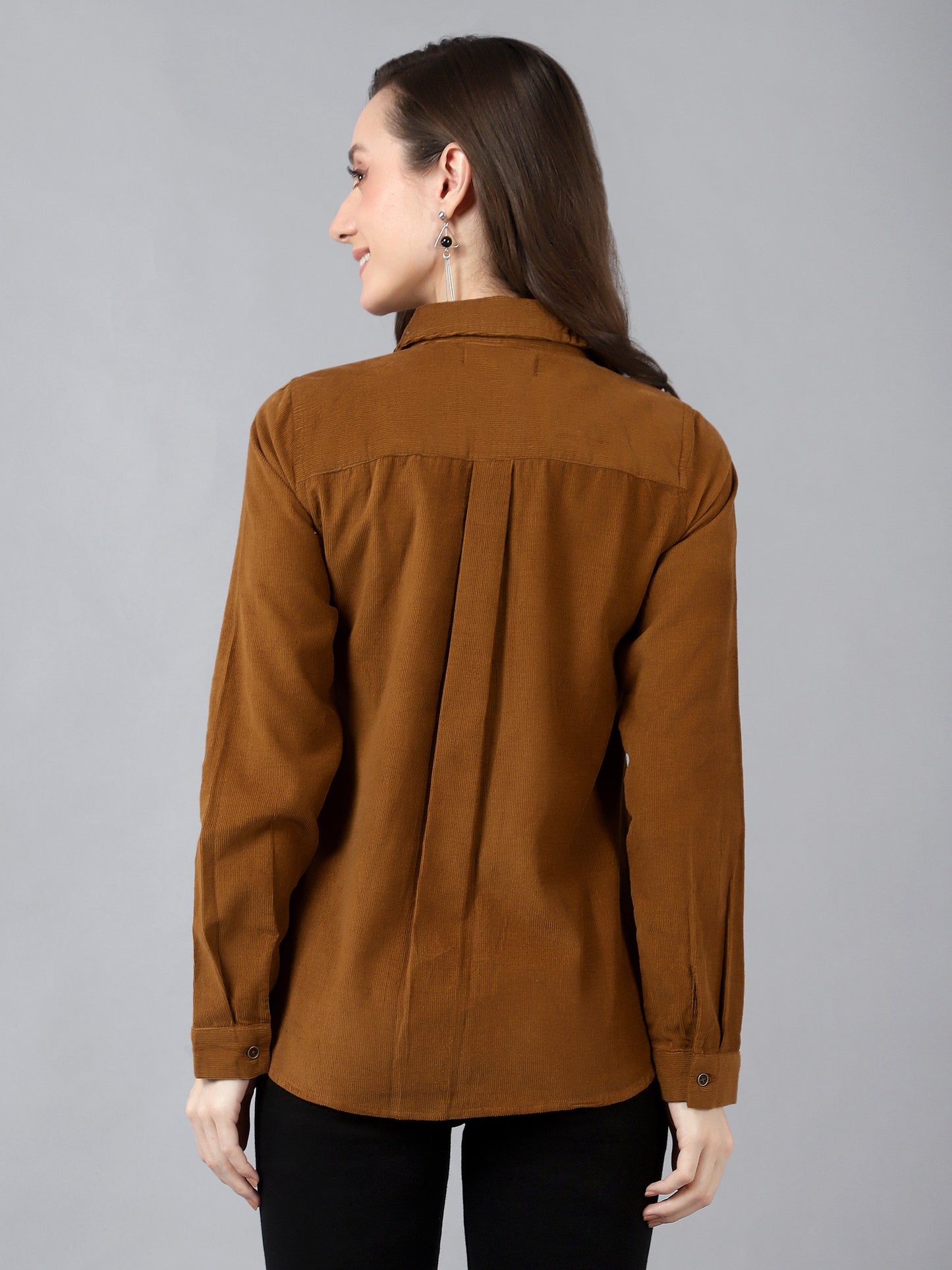 Women Full Sleeve Co-Ords Shirt Rust