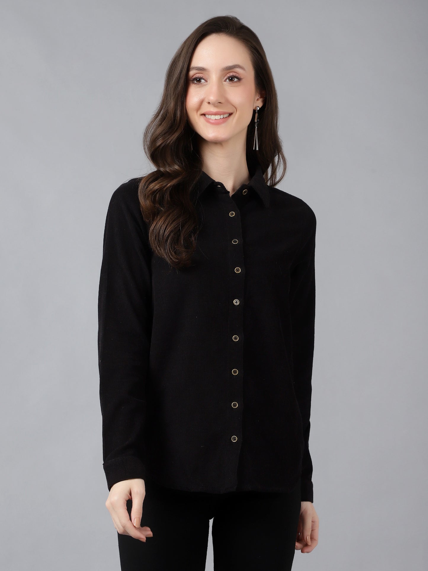 Women Full Sleeve Winter Wear Shirt Black